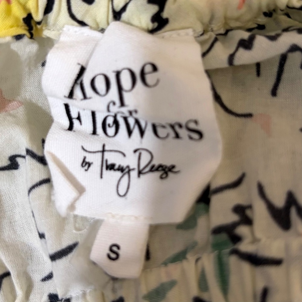 Anthropologie Hope For Flowers Floral Cami Top S Yellow Green Boho Cotton Tank - Picture 10 of 10